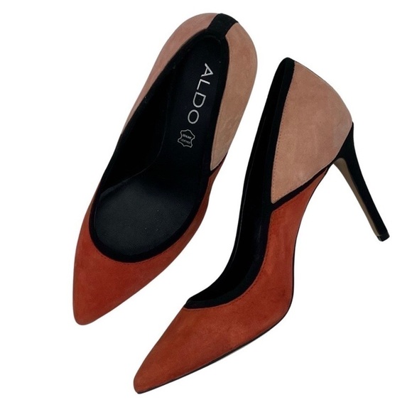 Aldo Suede Leather Color Block Heels Pumps, Sz 6.5 - Picture 2 of 15